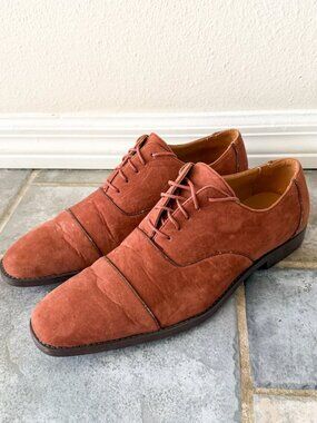 Sio Benet-215 Cognac Suede Cap Toe Oxfords Mens Size 11 Dress Shoes